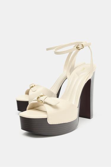 SANDALES À PLATEFORME ET BOUCLE - Blanc écru de Zara - Image 2