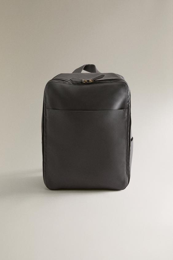 brown leather backpack zara DiNi Main compartment with zip closure Zara Italia Zaino Zara Pelle