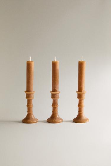 PACK DEKORATIVE KERZEN KERZENSTÄNDER (3ER-PACK) - Kräftiges Rot von Zara - Bild 0