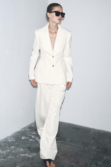 ZW COLLECTION DENIM BLAZER WITH BUTTONS - White by Zara - Image 1