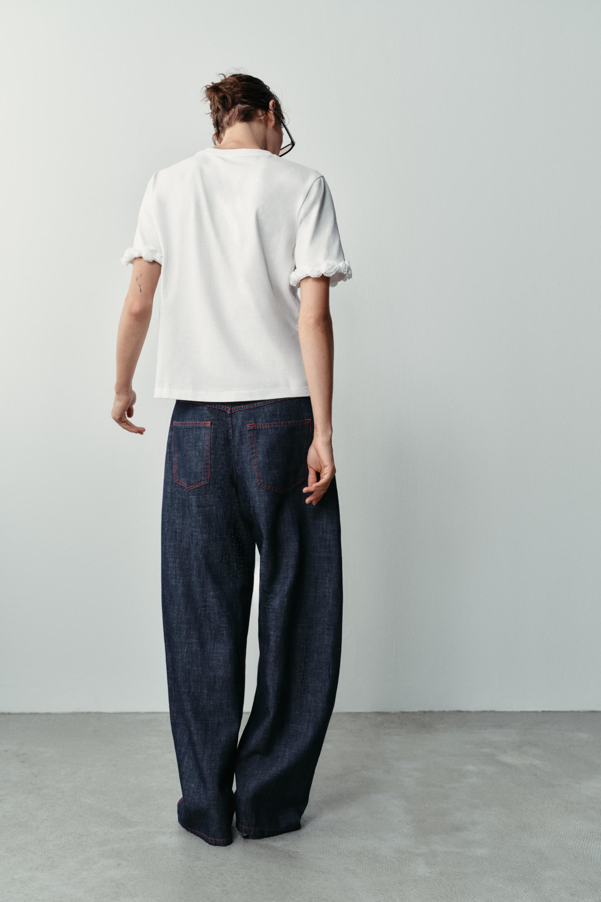 Zara KABARTMA ÇİÇEKLİ T-SHIRT görsel 5
