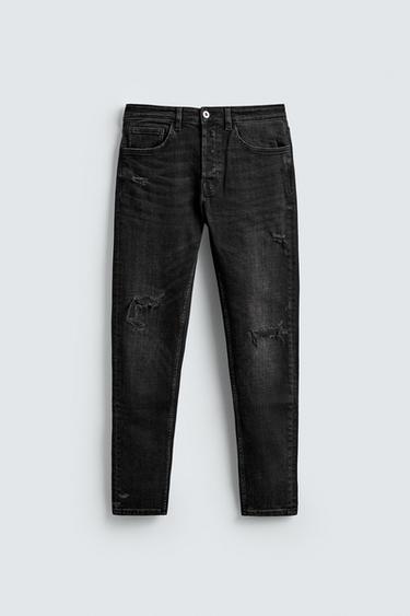 Zara TRAPERICE SKINNY KROJA S PODEROTINAMA – drveni ugljen