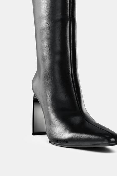 POINTED TOE HEELED BOOTS - Black by Zara - Image 1