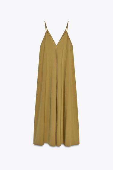 ROBE MIDI À BRETELLES  ZW COLLECTION - Vert olive de Zara - Image 5