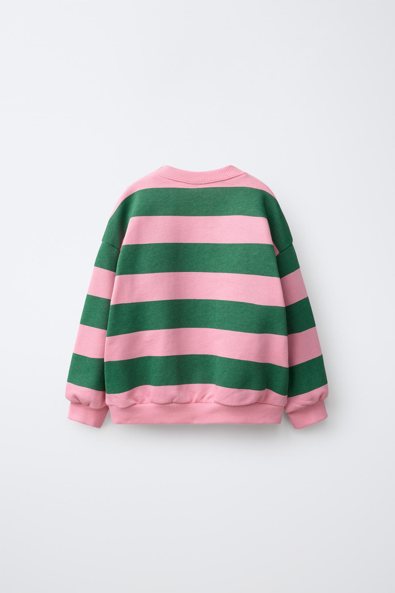 STRIPED EMBROIDERED STAR SWEATSHIRT — Khaki