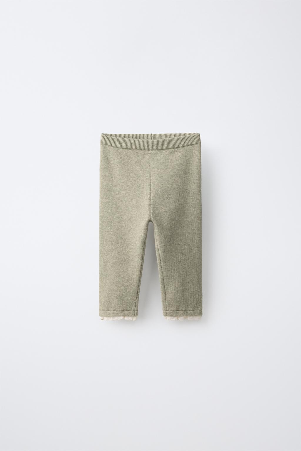 KNIT LEGGINGS WITH LACE TRIM