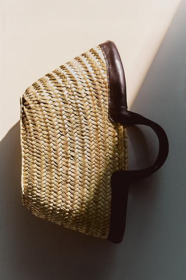 MINI TOTE BAG WITH LEATHER DETAIL - Brown by Zara