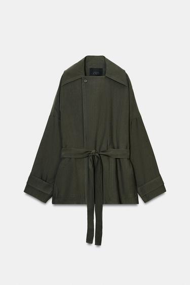 TRENCH CORTO FLUIDO ZW COLLECTION - Khaki de Zara