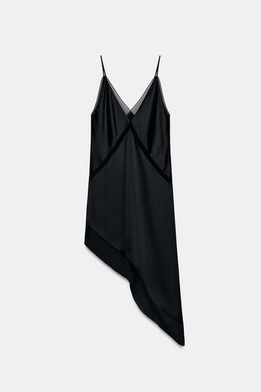 VESTIDO MIDI ASIMÉTRICO - Negro de Zara