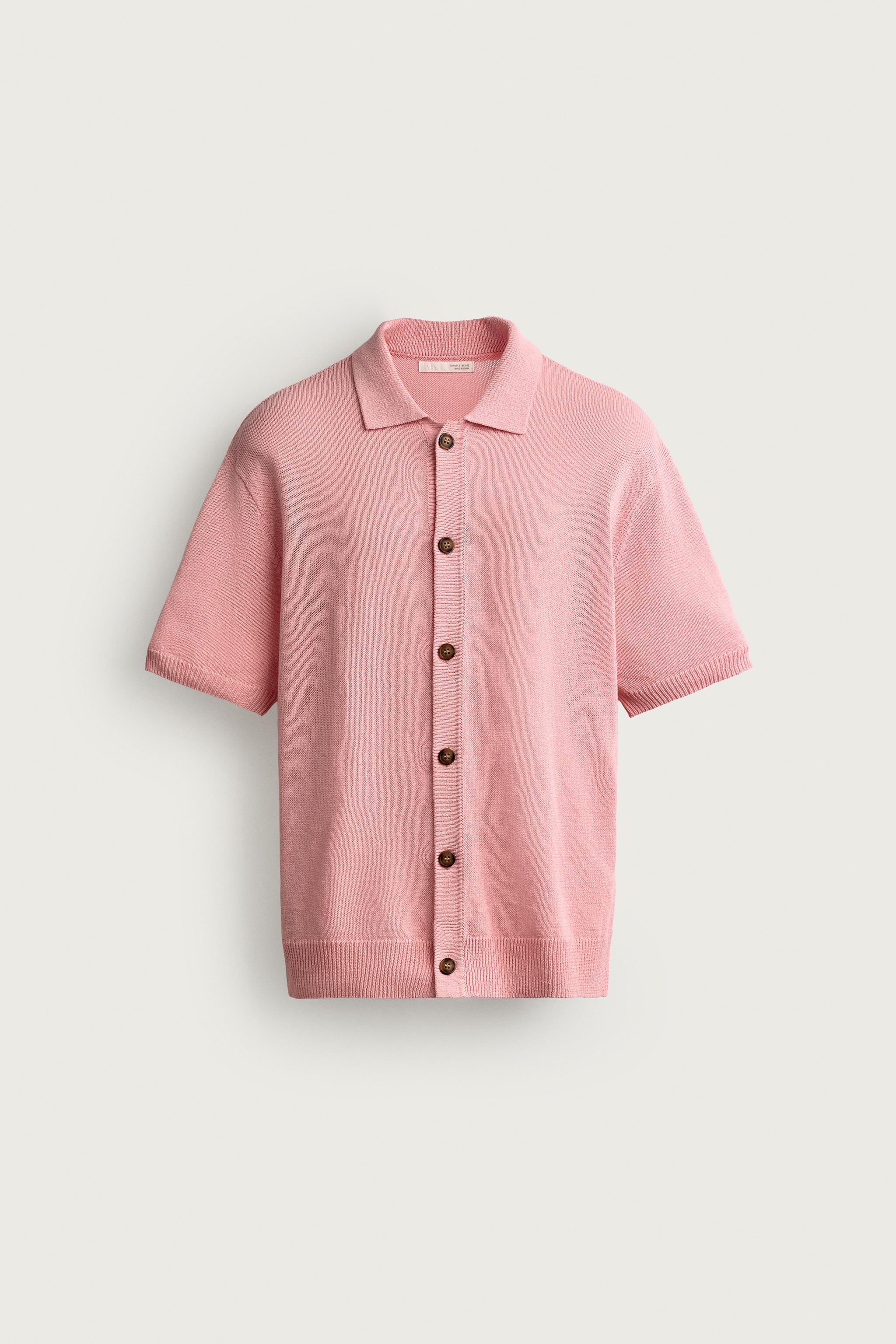 RELAXED FIT KNIT SHIRT — Pink