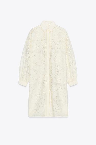 ROBE CHEMISE BRODERIES ZW COLLECTION - Beige de Zara - Image 1