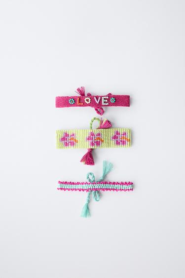 PACK OF THREE BEADED BRACELETS - Fuchsia by Zara