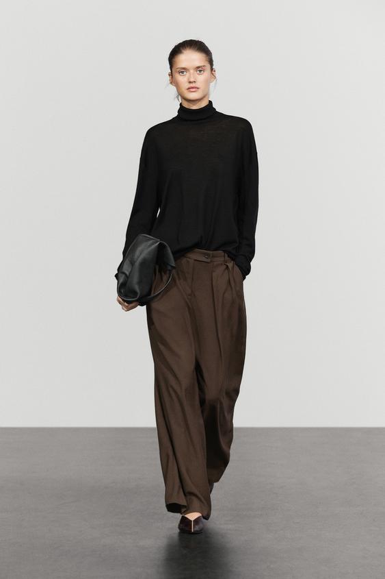 Zara Wide-leg pants with pleats - Chocolate - Image 0