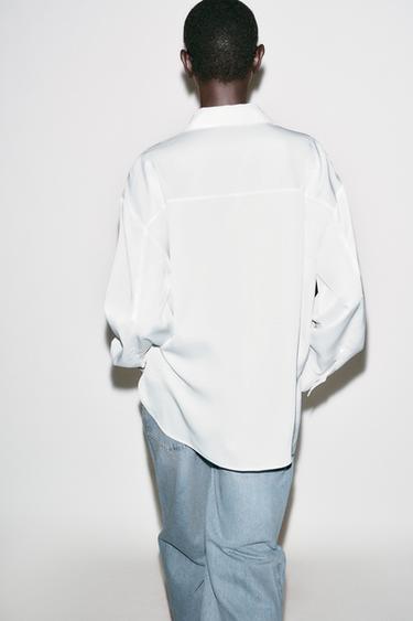 CONTRAST BUTTON SATIN SHIRT - White by Zara - Image 5