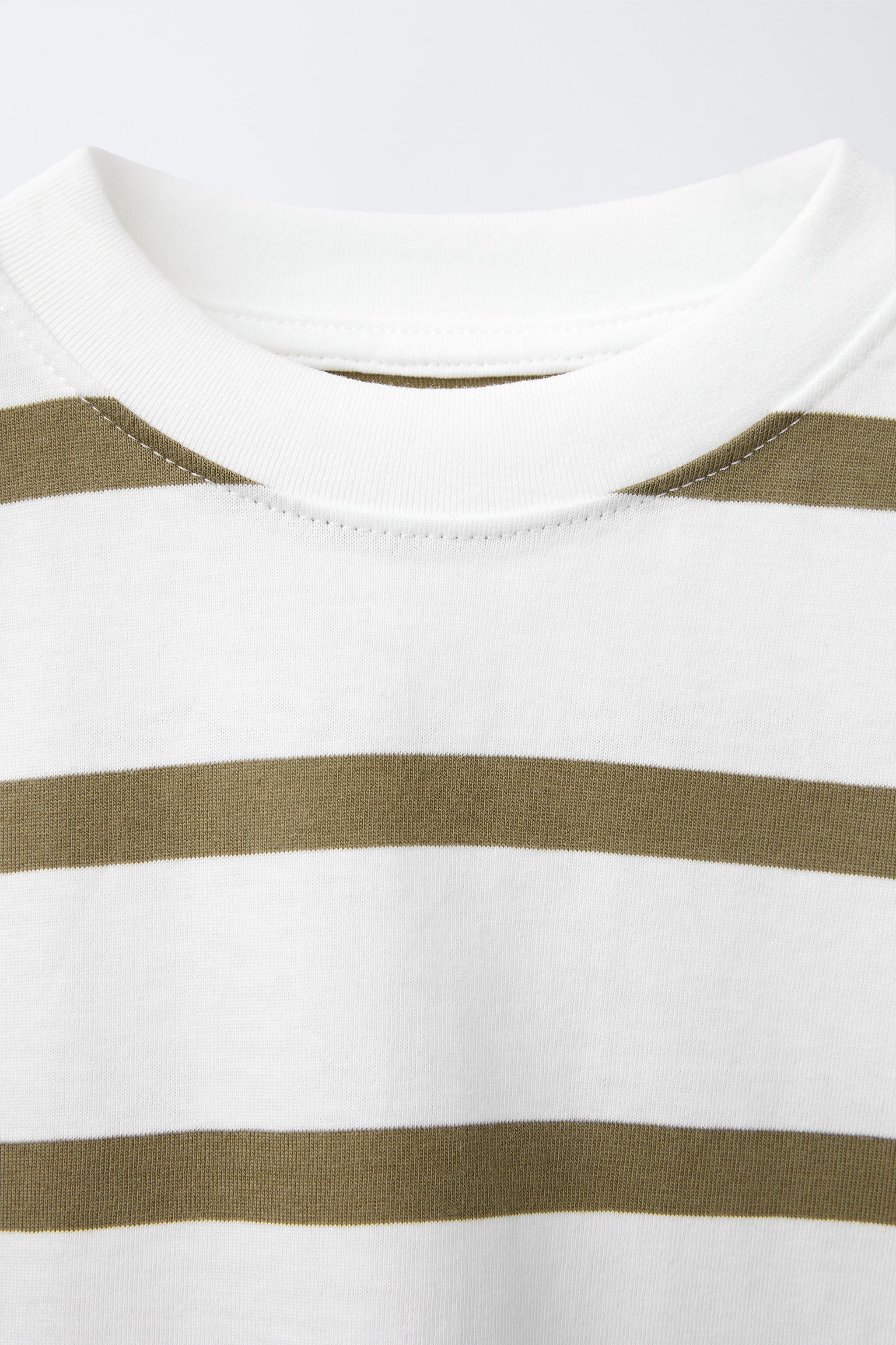 STRIPED T-SHIRT - Khaki | ZARA United States