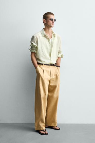 CHEMISE STRUCTURÉE FLUIDE RELAXED FIT - Vert clair de Zara - Image 3