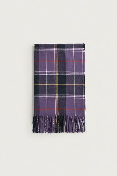 COLOR-BLOCK PLAID SCARF — Purple 1