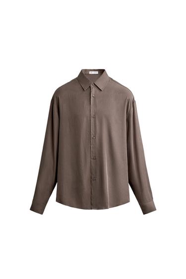 قميص انسيابي RELAXED FIT - رمادي داكن الخاص بـ Zara