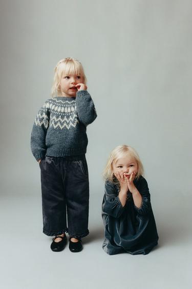 SPARKLY JACQUARD KNIT JUMPER - Duck blue by Zara