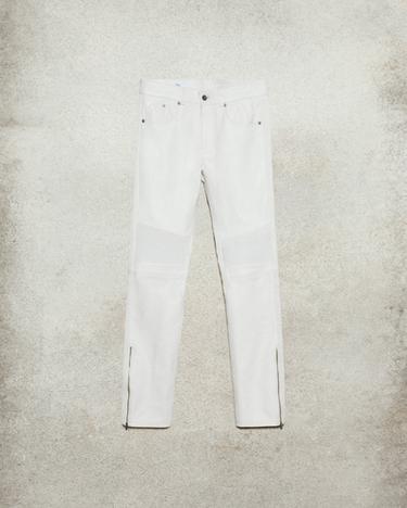 LEATHER BIKER TROUSERS LUDOVIC DE SAINT SERNIN x ZARA - Oyster-white by Zara