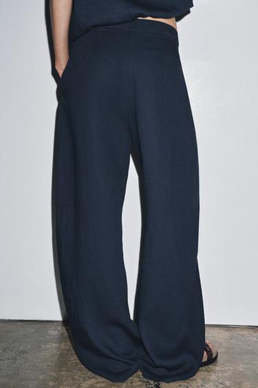 PANTALON BALLON EN LIN ZW COLLECTION - Bleu marine de Zara - Image 2