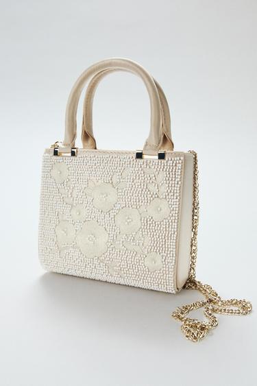 EMBROIDERED RIGID HANDBAG - Ecru by Zara