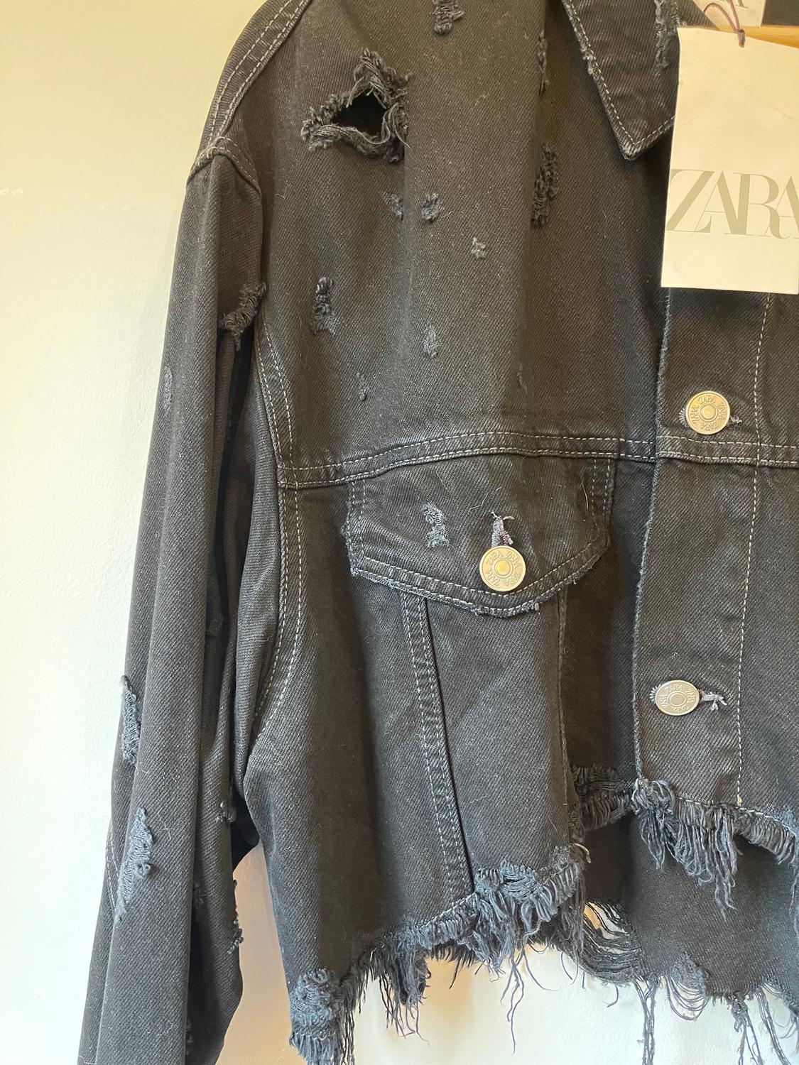 TRF RIPPED CROPPED DENIM JACKET - Image 5