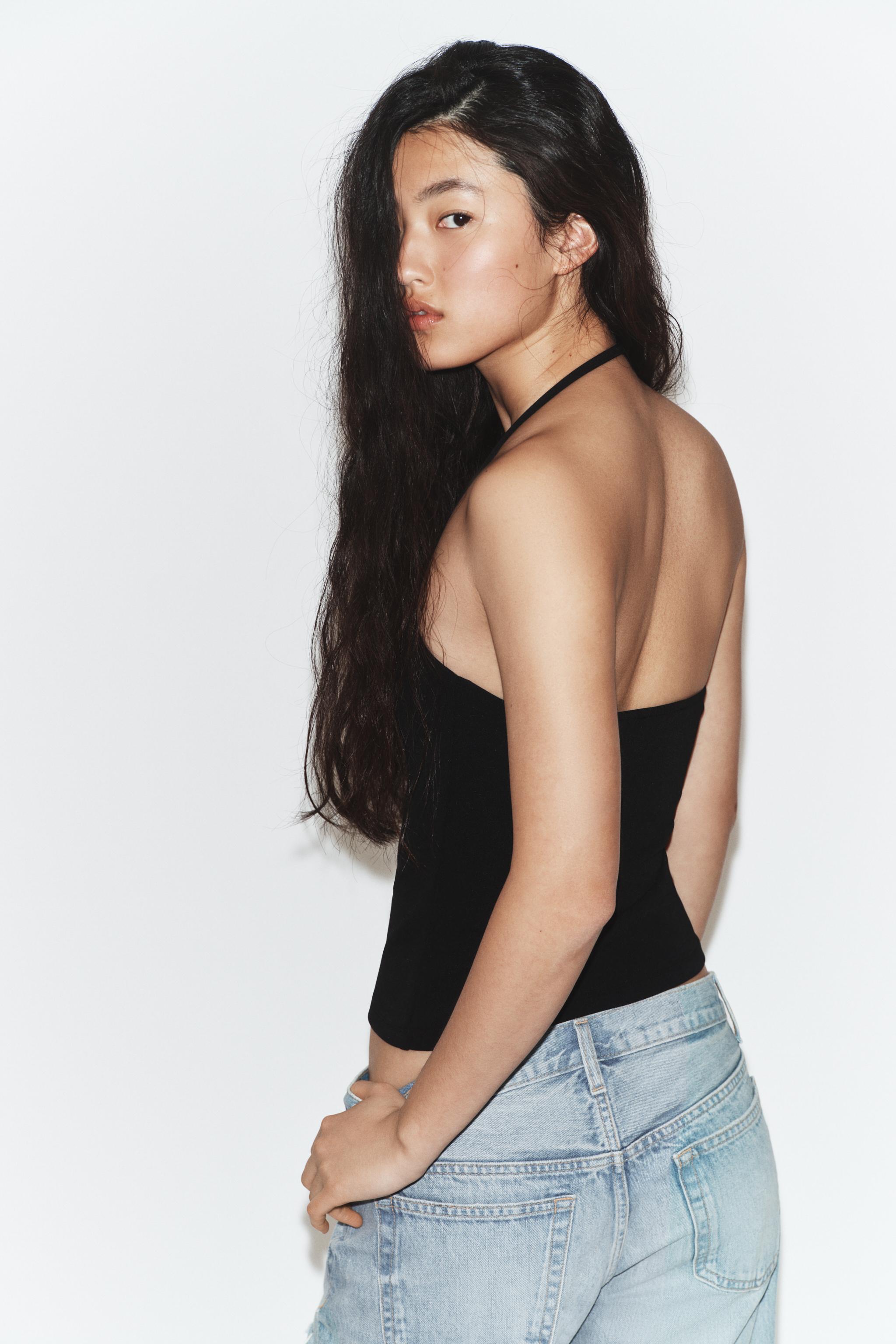 STREÇ HALTER ÖRGÜ TOP - Görsel 2