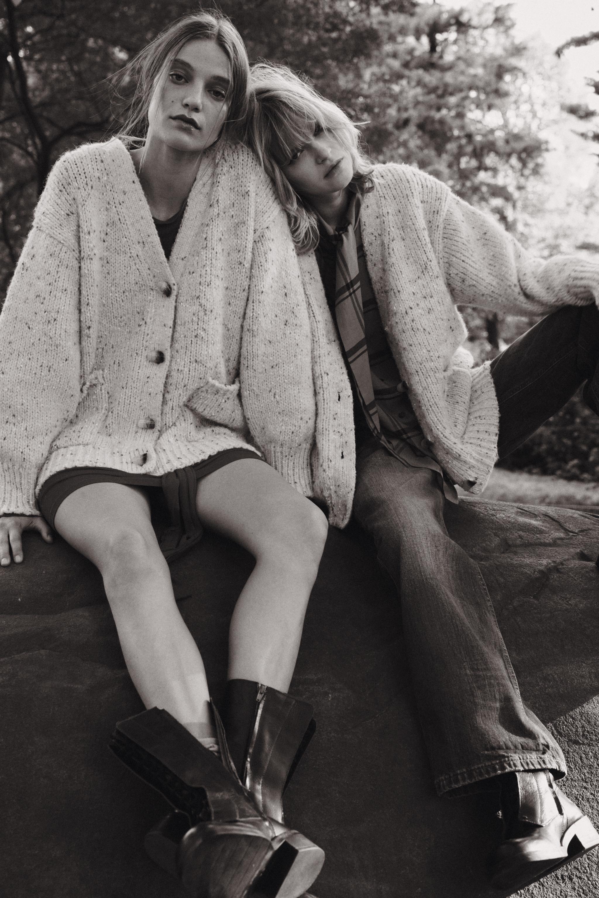 PINCHITA OVERSIZED KNIT CARDIGAN Sand Marl ZARA Ireland