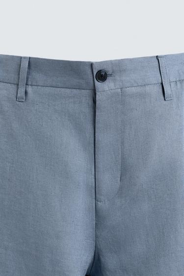 SHORT RELAXED FIT 100% LIN - Bleu délavé de Zara - Image 7