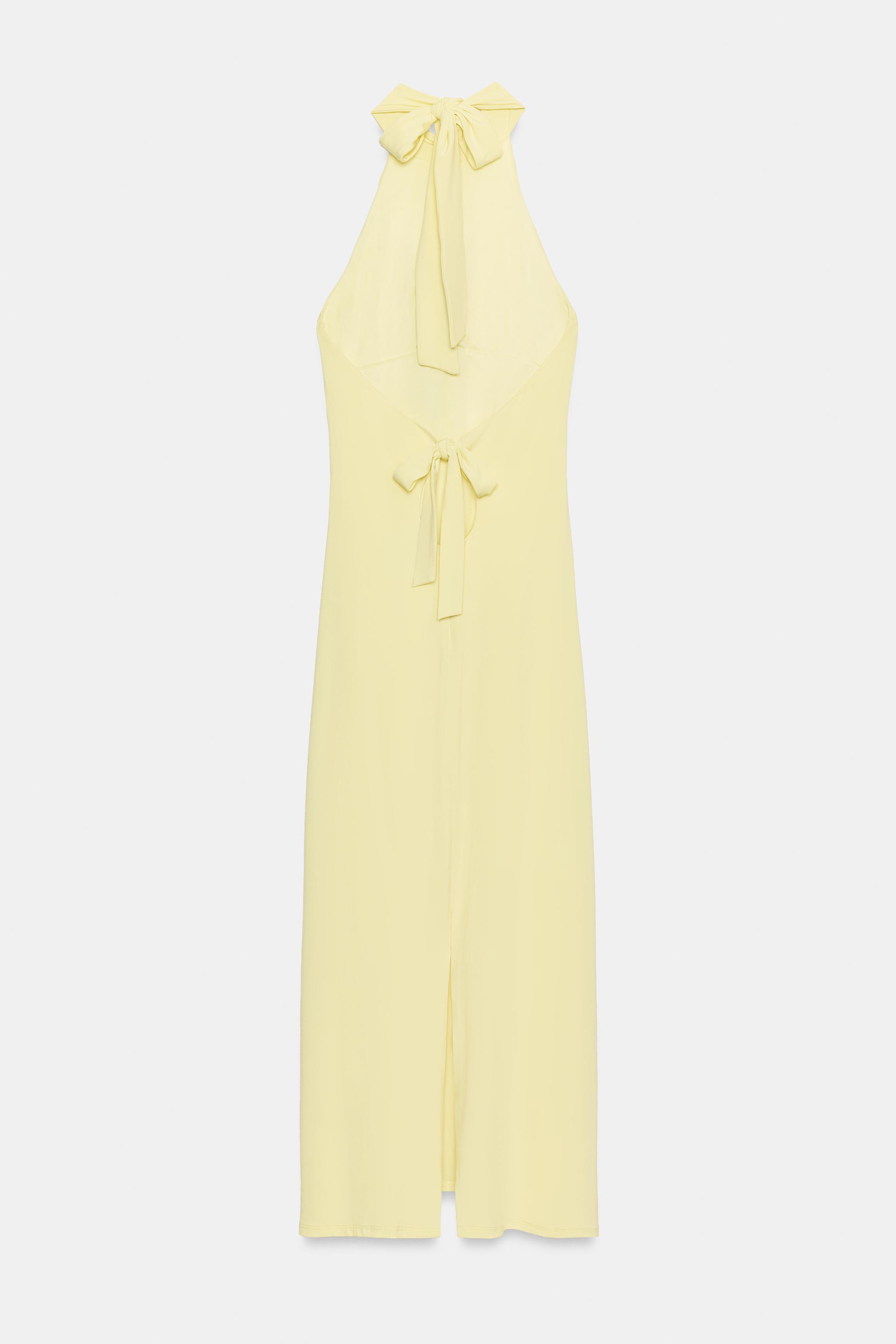 TIED HALTER MIDI DRESS - Yellow | ZARA United States