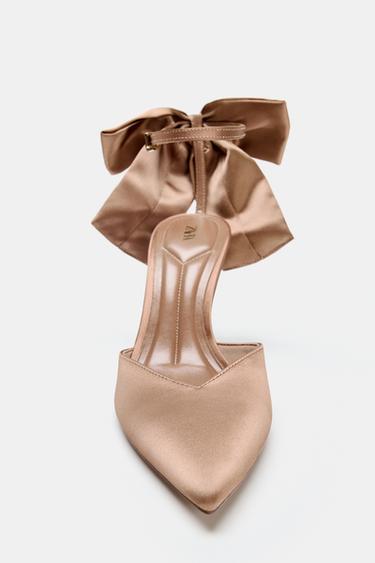 CHAUSSURES À NŒUD EFFET SATINÉ - Beige de Zara - Image 5