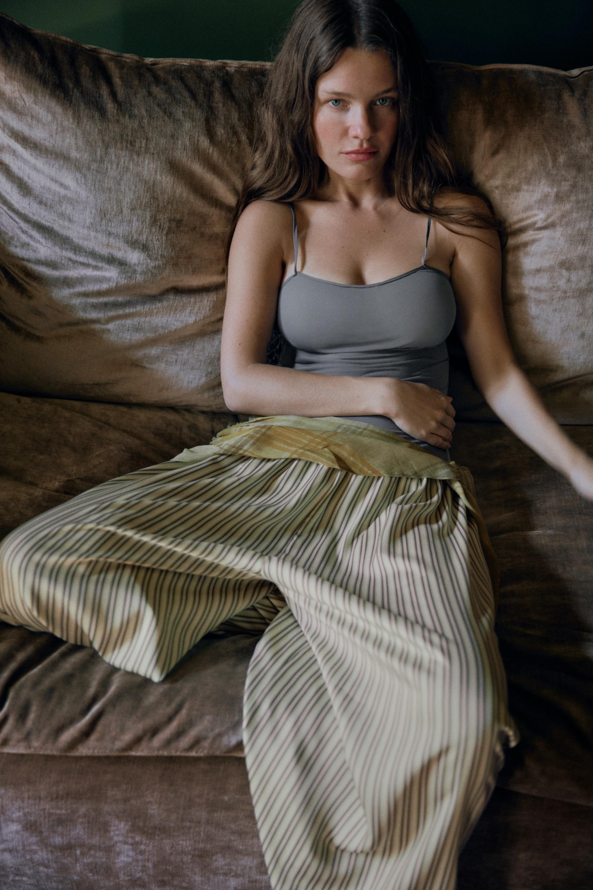 Женские брюки Zara STRIPED PAREO PANTS