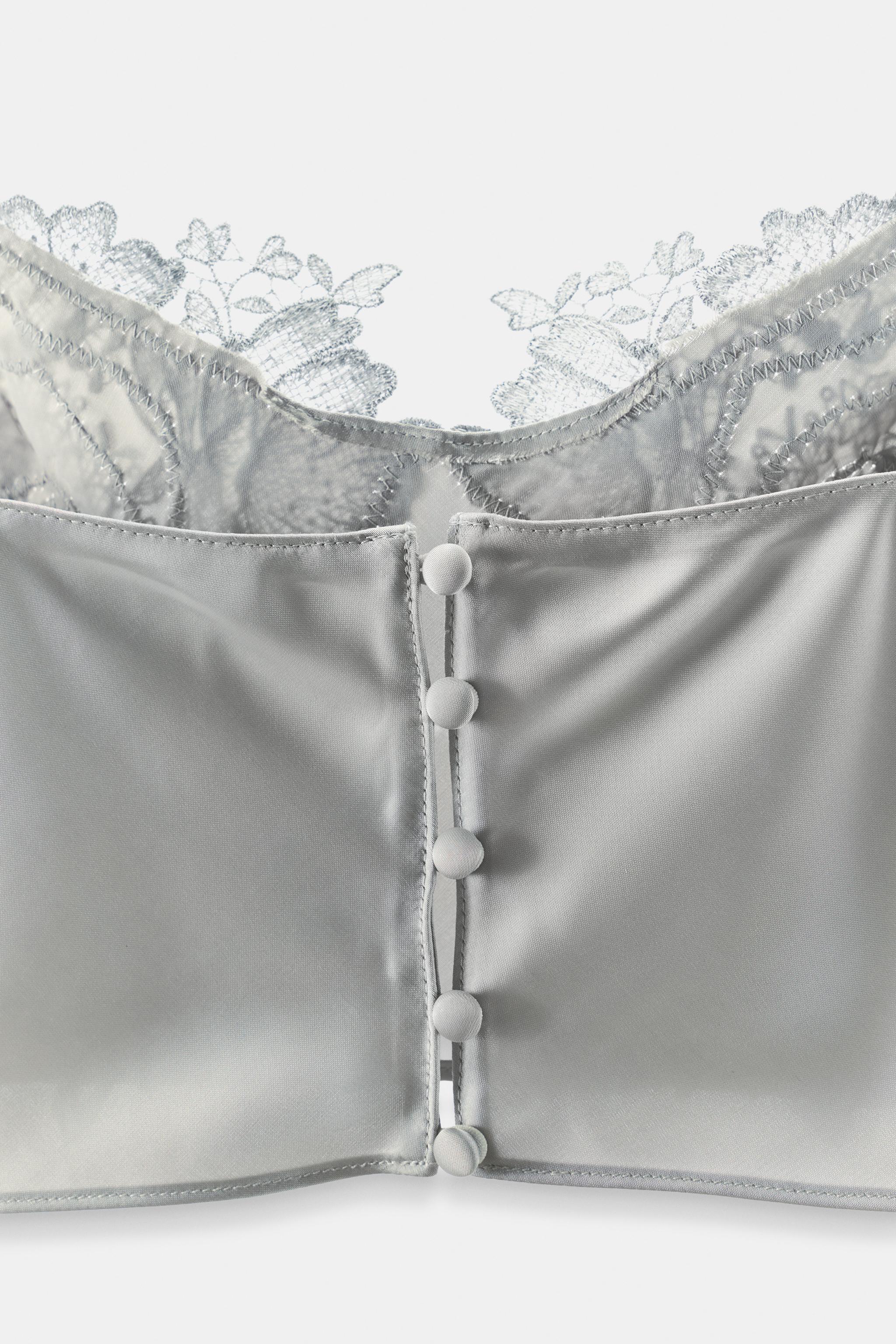 SATIN EFFECT LACE CROP TOP