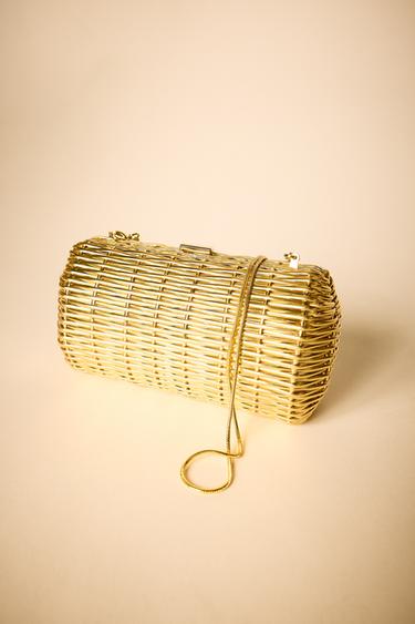 METALLIC BRAIDED CLUTCH - Golden by Zara