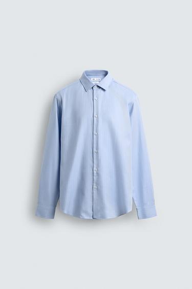SLIM FIT TEXTURED SHIRT - Sky blue by Zara