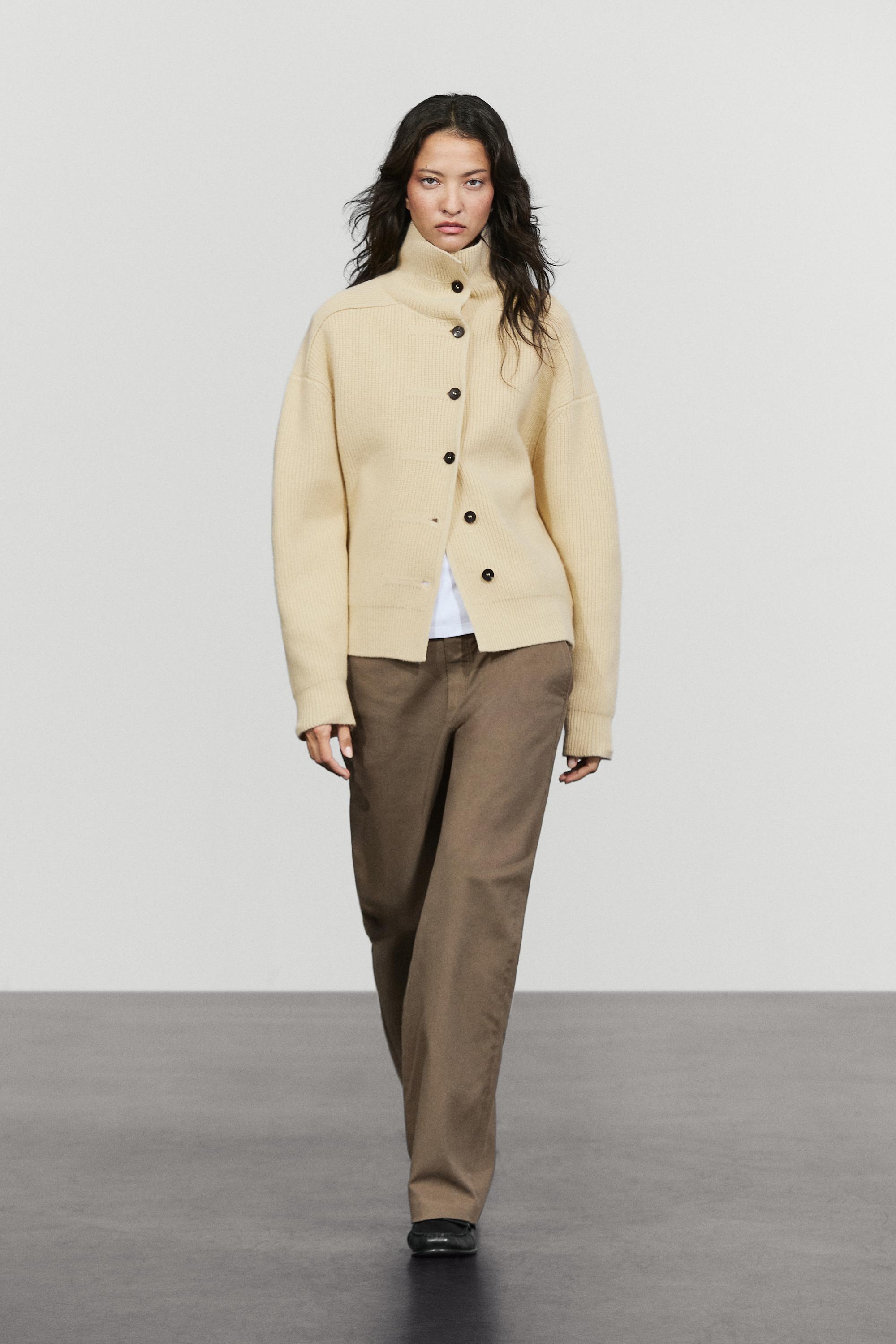 100% wool buttoned knit cardigan - Yellow | ZARA United States