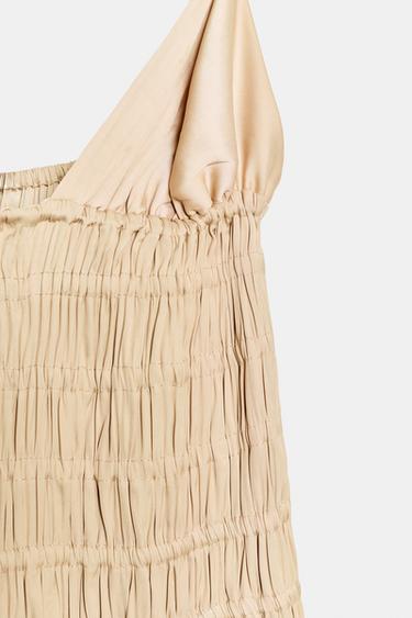 SATIN MIDI DRESS WITH GATHERING - Beige by Zara - Image 6