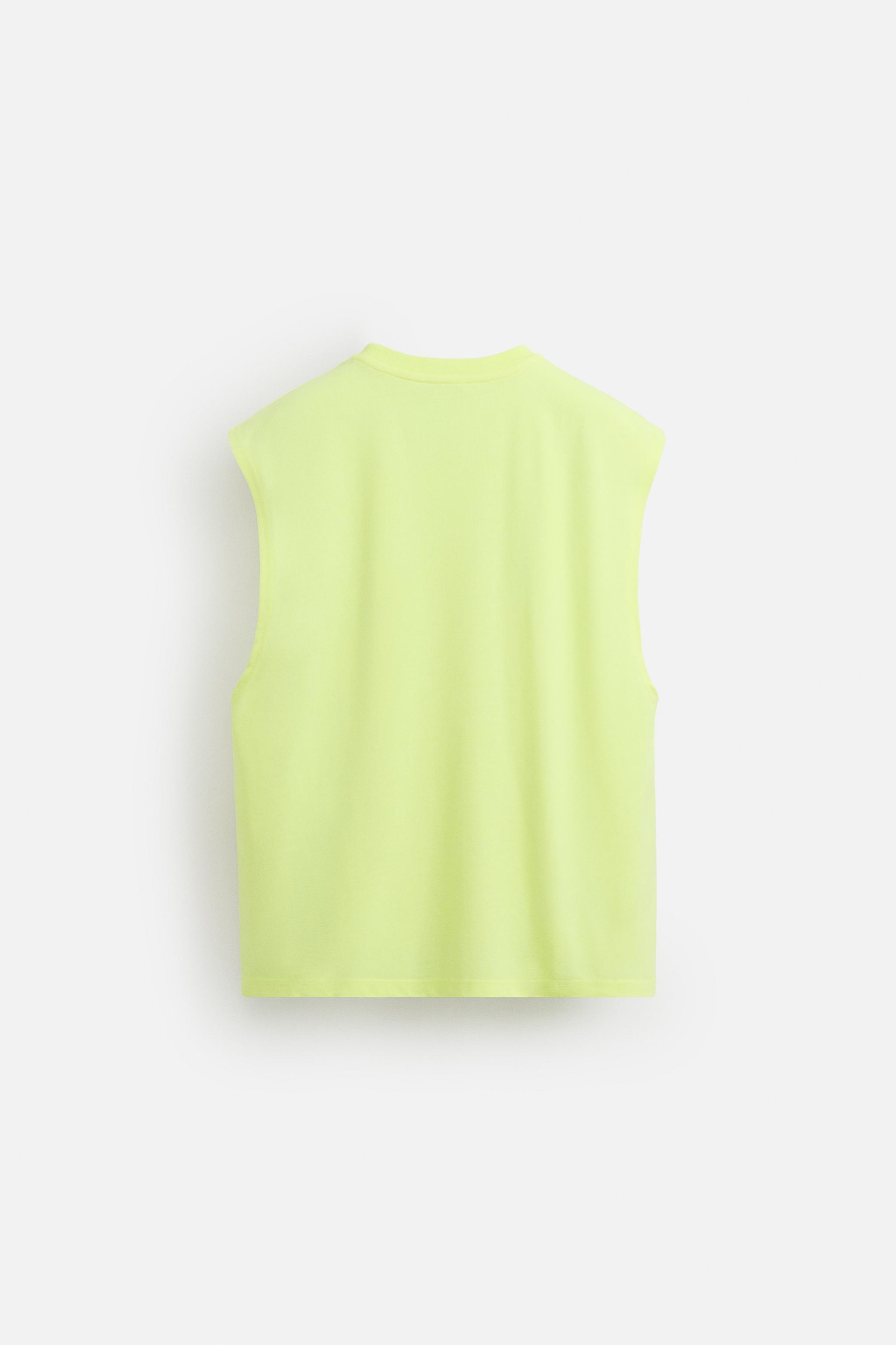 TANK TOP WITH RAISED PRINT - Neon yellow | ZARA Georgia