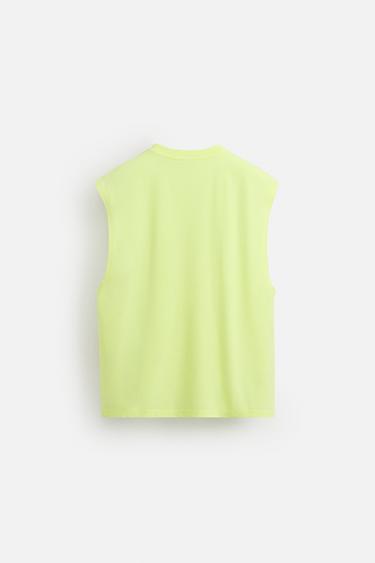 TANK TOP WITH RAISED PRINT - Neon yellow by Zara - Image 7