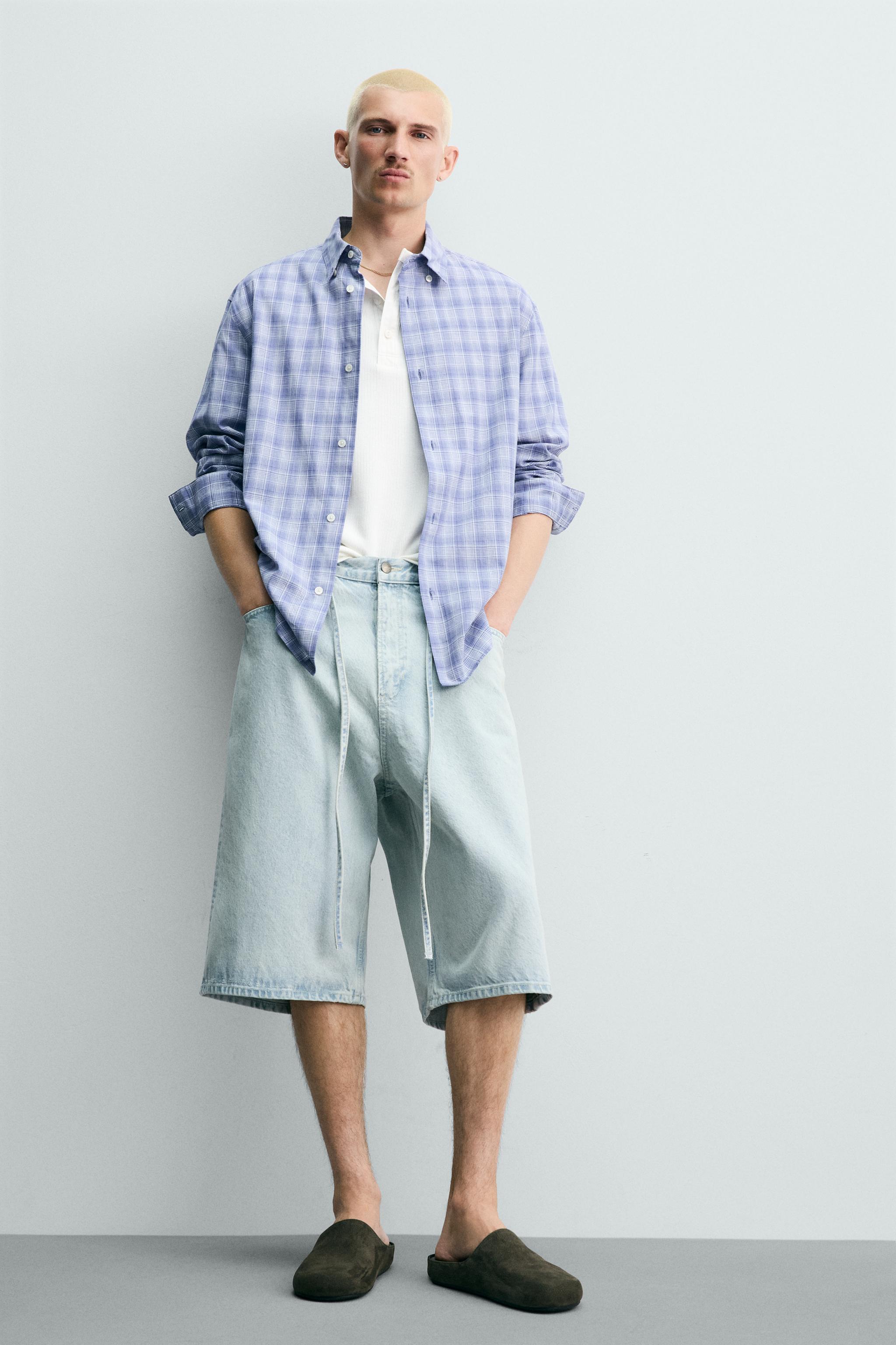 EMBROIDERED BAGGY FIT DENIM JORTS