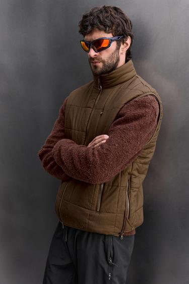 GILET EN MAILLE BIMATIÈRE POLAIRE - Marron de Zara - Image 6