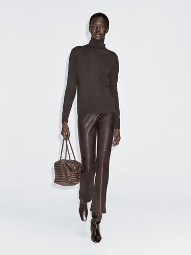 Jersey cuello alto mezcla lana - Marrón oscuro de Zara - Imagen 0