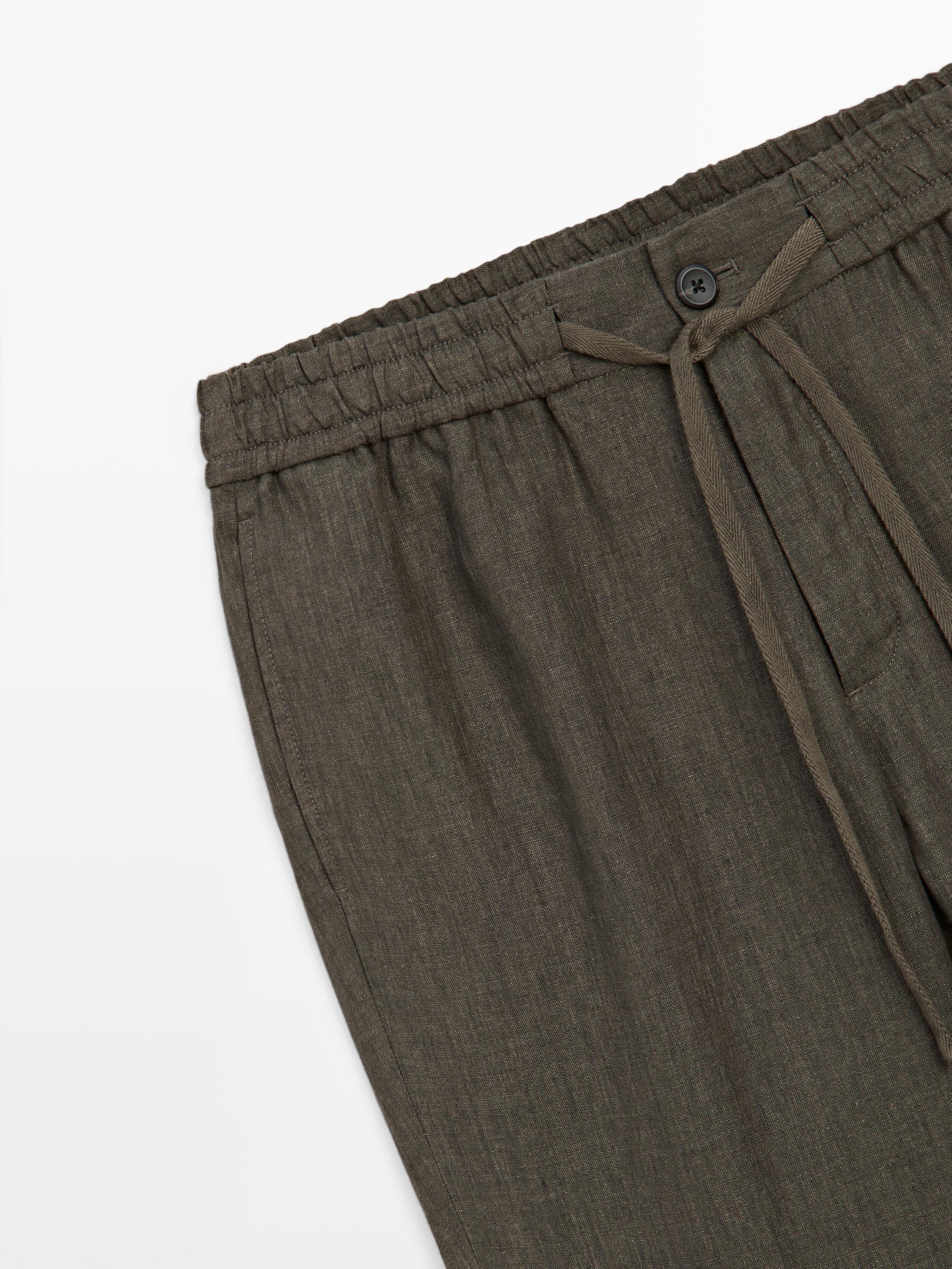 100% linen jogger fit trousers
