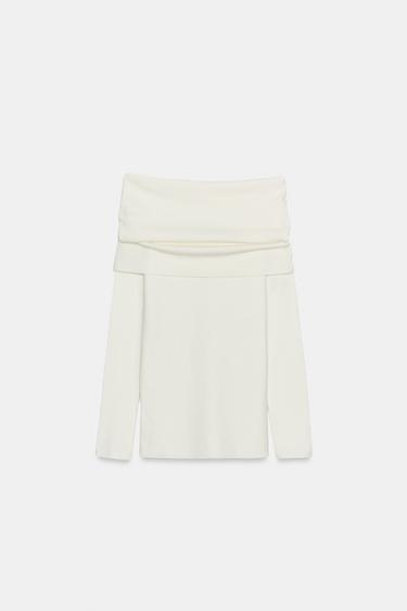 PULL EN MAILLE OFF SHOULDER - Blanc de Zara - Image 8