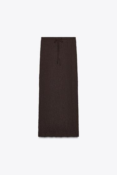 Zara 紋理長半身裙 - 巧克力色