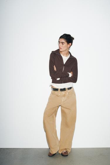 ZIP-UP PLUSH JACKET - Brown by Zara