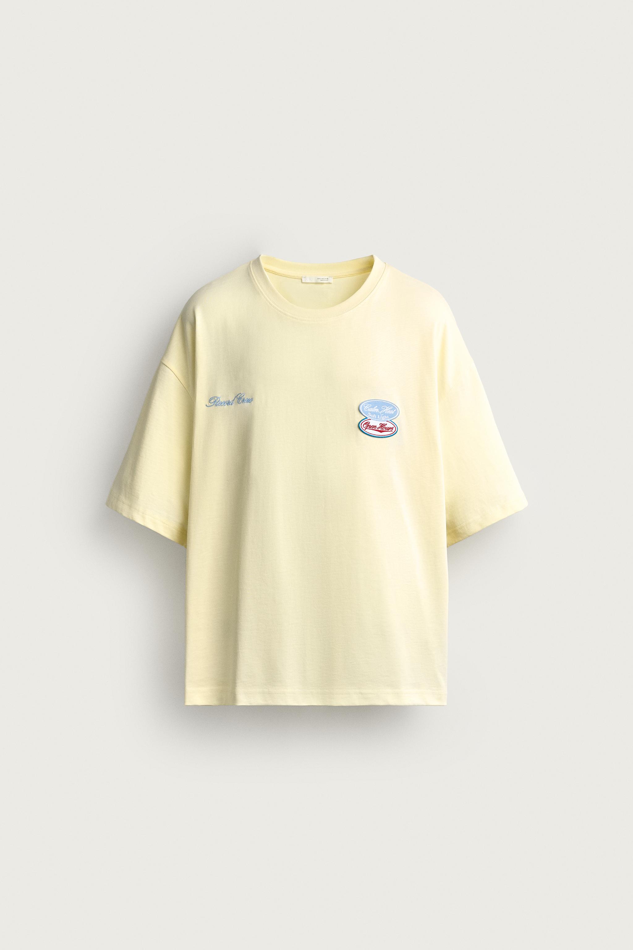 RELAXED FIT PATCH T-SHIRT — Light yellow