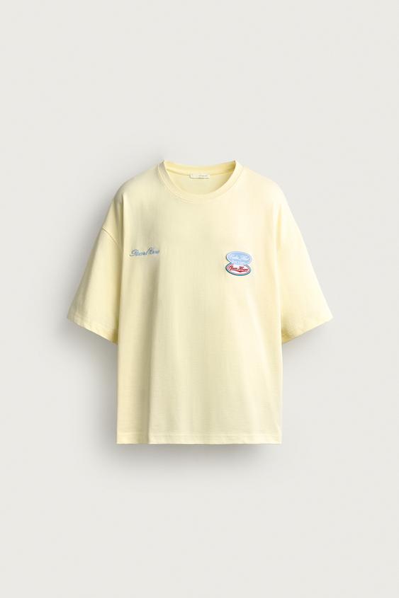 T-SHIRT RELAXED FIT À PIÈCES COMBINÉES - Jaune clair de Zara - Image 6