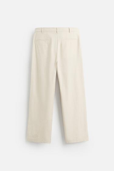PANTALON COTON - LIN PLIS - Beige clair de Zara - Image 7